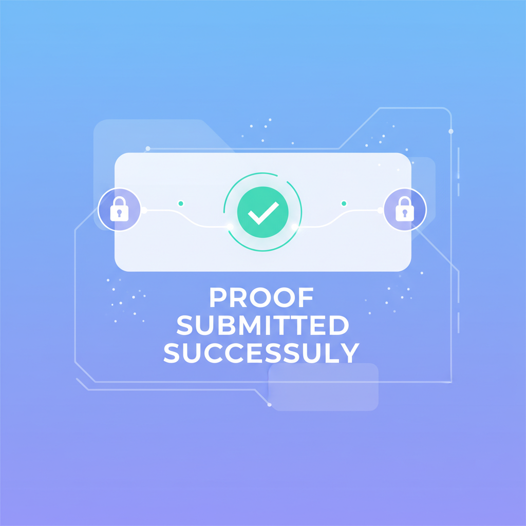 submitting zk proof via sleek form, success animation, privacy lock icons, futuristic UI